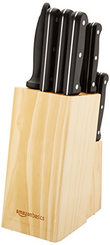 14-Piece High-Carbon Stainless-Steel Kitchen Knife Set with Pine Wood Block