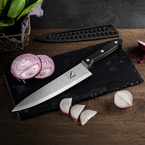 COKUMA 3-Piece Stainless Steel Chef Knife Set, Black