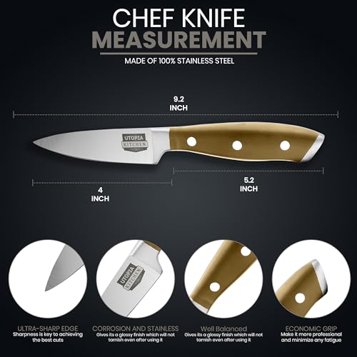 4" Chef Knife - Carbon Stainless Steel, Ergonomic Handle