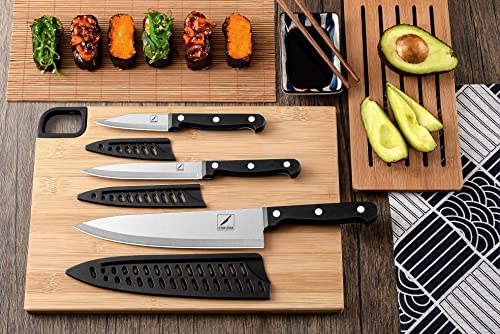 COKUMA 3-Piece Stainless Steel Chef Knife Set, Black