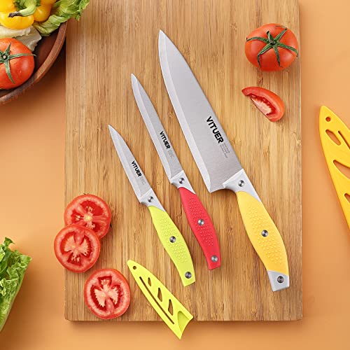 3PCS Multicolor Stainless Steel Knife Set, 8"/4.5"/4