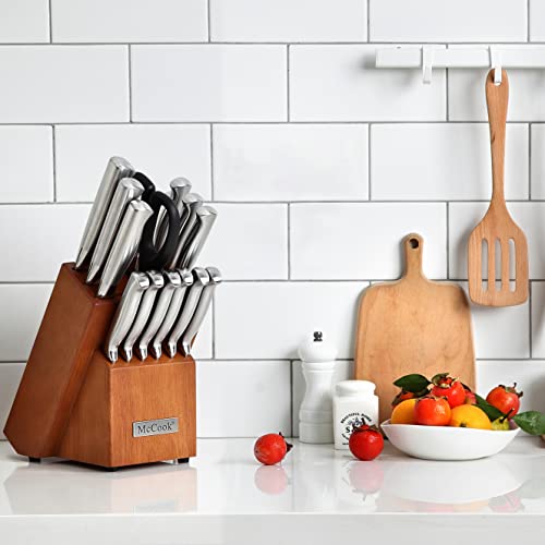 McCook German Stainless Steel Knife Block Set with Sharpener