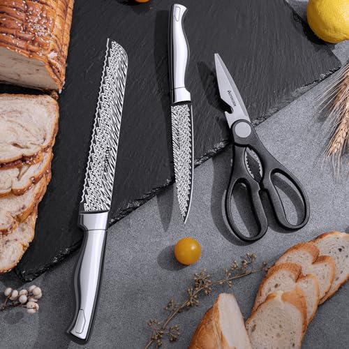 15-Piece Kitchen Knife Set with Built-In Sharpener Block