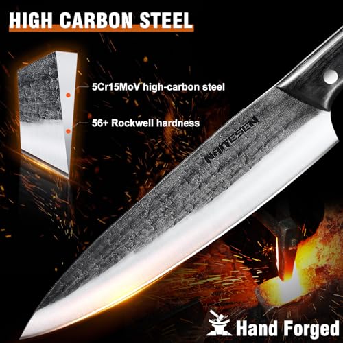 Naitesen Hand-Forged Kitchen Knife Set for Raw Food