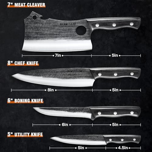 Naitesen Hand-Forged Kitchen Knife Set for Raw Food