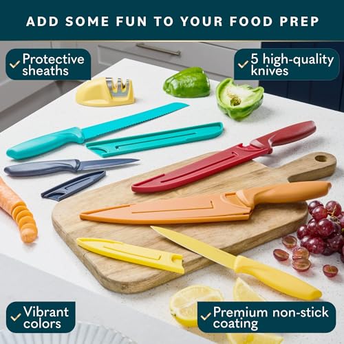 11-Piece Kitchen Knife Set with Sharpener - High-Quality Stainless Steel Block Set