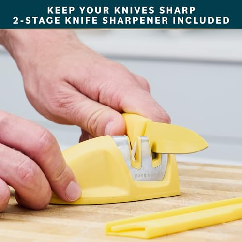 11-Piece Kitchen Knife Set with Sharpener - High-Quality Stainless Steel Block Set