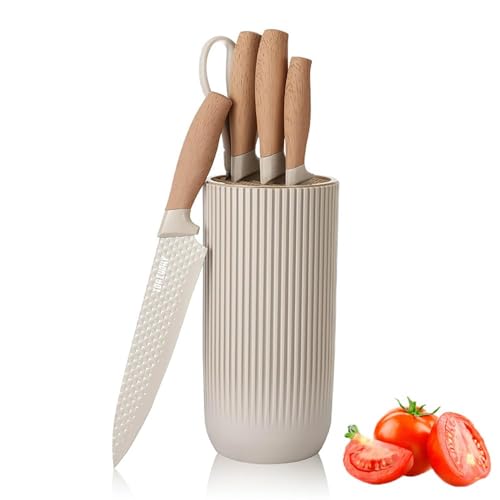 6-Piece Professional Kitchen Knife Set with Universal Block