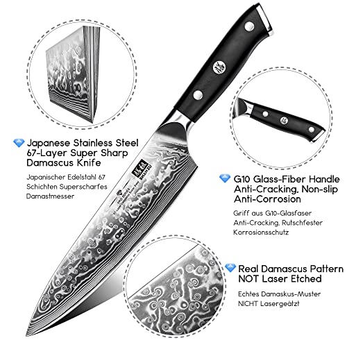 SHAN ZU Damascus Knife Set with G10 Handle