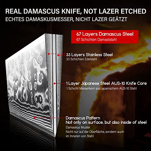 SHAN ZU Damascus Knife Set with G10 Handle