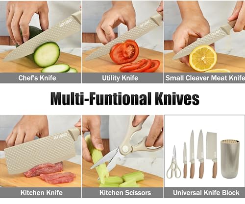 6-Piece Professional Kitchen Knife Set with Universal Block