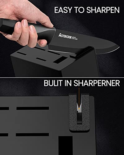 Astercook Knife Set with Built-in Sharpener Block - 15 Pieces