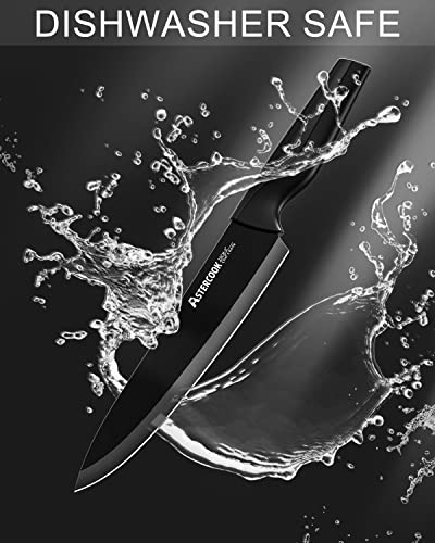 Astercook Knife Set with Built-in Sharpener Block - 15 Pieces