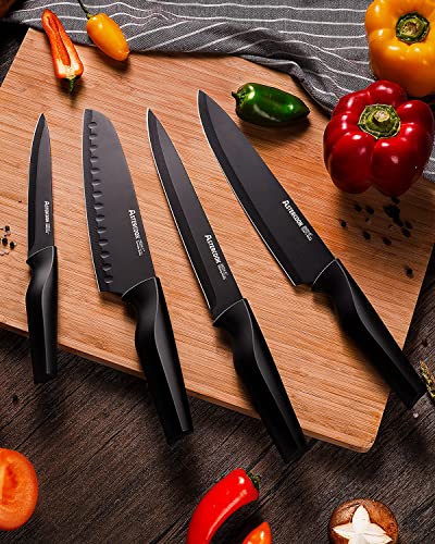 Astercook Knife Set with Built-in Sharpener Block - 15 Pieces