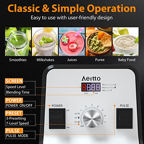 Aeitto 1500W Blender with 68oz Capacity for Raw Food