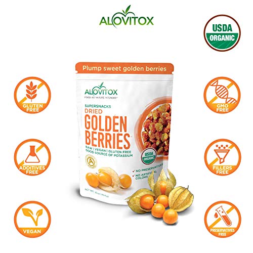 Alovitox Organic Sun Dried Golden Berries 16 oz | Raw, Vegan, Gluten Free