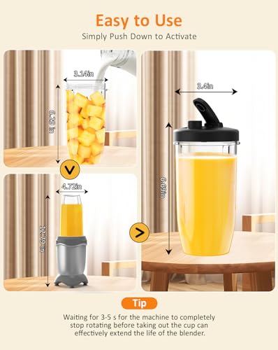 TOAKELI 850W Smoothie Blender with 2 To-Go Cups