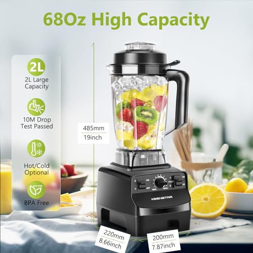 Blenders for Kitchen, Professional 1450W Countertop Blender for Crush Ice, 68Oz Blender for Smoothies, 10 Speed Control, BPA-Free Container, 8 Titanium Stainless Steel Blade for Frozen Fruit, Veggies