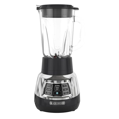 Black+Decker Quiet Blender with 6-Cup Cyclone Glass Jar, 3 Speeds + 3 Functions & Serrated Blade Technology for Faster Blending, Pulse Button and 24-oz Personal Jar, 900W