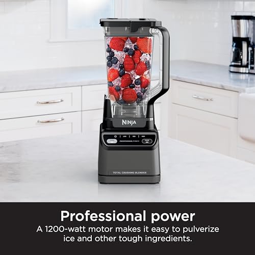 Ninja BR201AMZ Professional Blender 2.0, 1200 Watts, Auto-iQ Program, Total Crushing Blades, 72-oz. Pitcher, 4 Manual Speeds for Smoothies, Shakes, and Frozen Drinks, Dishwasher-Safe Parts, Dark Grey