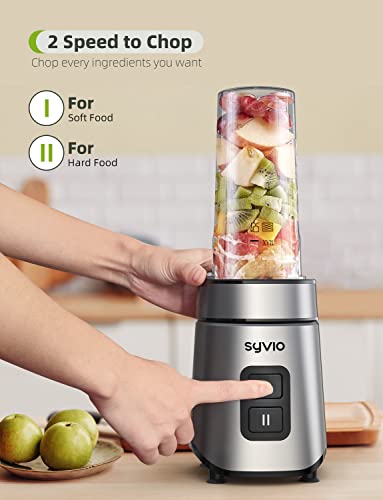 Syvio Blender for Shakes and Smoothies, 600W Personal Blender, Smoothie Blender with 2 Speed Control, Smoothie Maker with 2 BPA-Free 20Oz Sport Cup