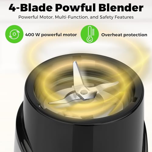 Powerful Blender for shakes and smoothies, 1000ML Large Blender for Home and Kitchen, 400W Smoothie Maker with 4blade, Easy to clean, BPA Free