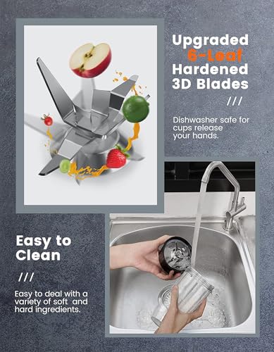 VEWIOR 900W Blender for Shakes and Smoothies, Personal Blenders for Kitchen with 6 Fins Blender Blade, Smoothie Blender with 2 * 22 oz To-Go Cups BPA Free