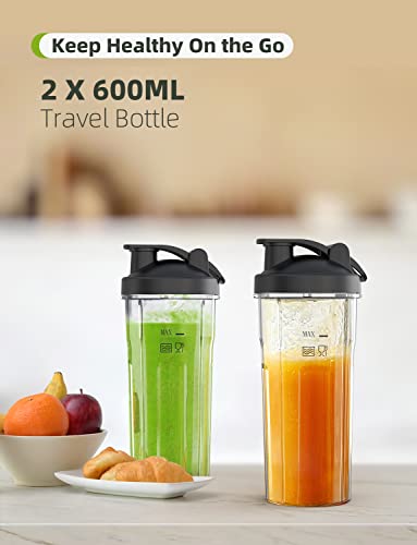 Syvio Blender for Shakes and Smoothies, 600W Personal Blender, Smoothie Blender with 2 Speed Control, Smoothie Maker with 2 BPA-Free 20Oz Sport Cup