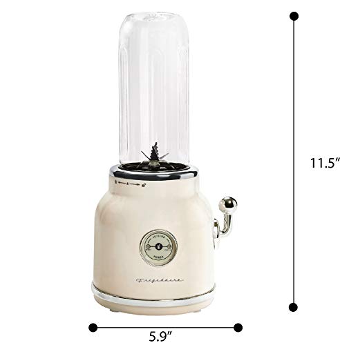 FRIGIDAIRE ESMM100-CREAM Retro Smoothie Maker Blender with Mason Jar, Perfect for Shakes and Smoothies, 300-Watt, Cream