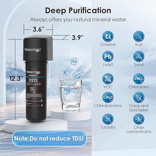 Waterdrop 10UA Under Sink Water Filter System, Reduces PFAS, PFOA/PFOS, Lead, Chlorine, Bad Taste & Odor, Under Counter Water Filter Direct Connect to Kitchen Faucet, NSF/ANSI 42 Certified, 8K Gallons