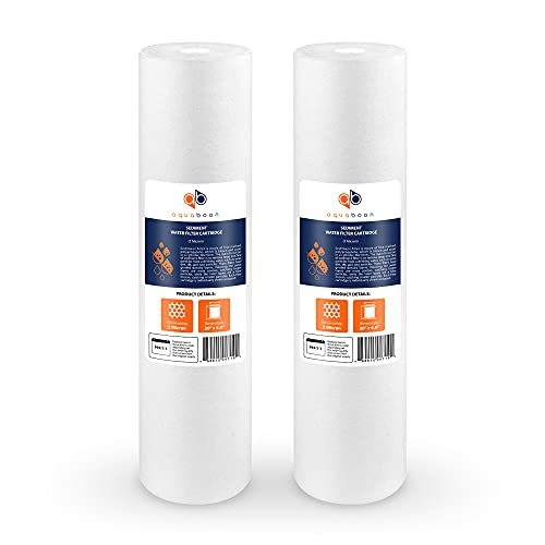 Aquaboon 5 Micron 20" x 4.5" Water Filter BB Polypropylene Meltblown Sediment Filter - 20 Inch Water Filter Cartridge Replacement Compatible With Pentek DGD-5005-20, P5-20BB, iSpring FP25B (2 Pack)