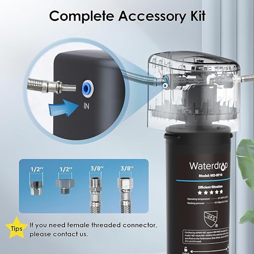 Waterdrop 10UA Under Sink Water Filter System, Reduces PFAS, PFOA/PFOS, Lead, Chlorine, Bad Taste & Odor, Under Counter Water Filter Direct Connect to Kitchen Faucet, NSF/ANSI 42 Certified, 8K Gallons