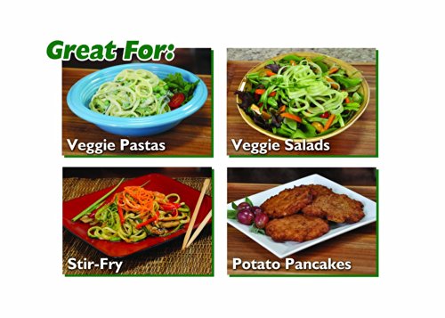 Veggetti Veggie Slicer, Dual Stainless Steel Blade Vegetable Cutter for Thick or Thin Noodle, Works with Zucchini, Squash, Cucumbers, Carrots, and more,White