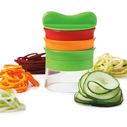 OXO Good Grips 3-Blade Hand-Held Spiralizer, Green, Red, & Orange