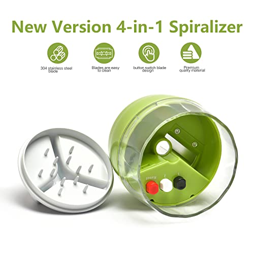 MOOREDLIFE Spiralizer Handheld Vegetable Slicer, 4 in 1 Zucchini Spaghetti Maker Vegetable Zoodle Maker Veggie Spiralizer Spiral Slicer Zucchini Spiralizer 8.59cm