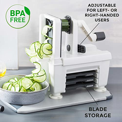 Mueller Pro Multi-Blade Spiralizer, Zucchini Noodle Maker, Vegetable Slicer Zester Chopper Dicer, ProQuality, Only Model to Make Round Veggie Pasta, Not Flat Julienne Noodles