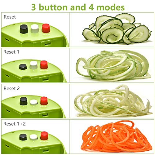 MOOREDLIFE Spiralizer Handheld Vegetable Slicer, 4 in 1 Zucchini Spaghetti Maker Vegetable Zoodle Maker Veggie Spiralizer Spiral Slicer Zucchini Spiralizer 8.59cm
