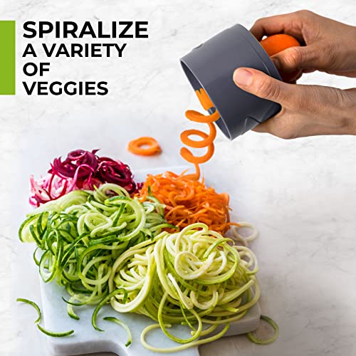 Mueller Spiralizer for Veggies, Salad Container for Lunch - All-In-One Food Prepper, Zucchini Noodle Maker, Vegetable Spiralizer, Comes with Fork, Salad Dressing Container/Spice-Nut Containers