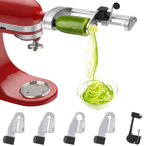 Bestand Spiralizer Attachment (5 Blades) Compatible with KitchenAid Stand Mixer, Comes with Peel, Core and Slice, Vegetable Slicer (Not KitchenAid Brand Spiralizer)