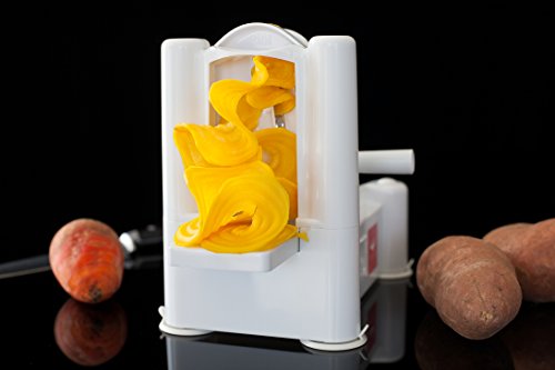 Paderno World Cuisine 6-Blade Vegetable Slicer / Spiralizer, Counter-Mounted and includes 6 Different Stainless Steel Blades