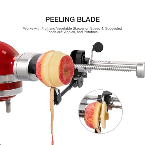Bestand Spiralizer Attachment (5 Blades) Compatible with KitchenAid Stand Mixer, Comes with Peel, Core and Slice, Vegetable Slicer (Not KitchenAid Brand Spiralizer)