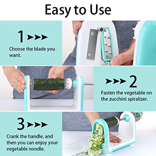 Ourokhome Zucchini Noodle Maker Spaghetti Spiralizer - 5 Blades Vegetable Slicer for Veggie Noodles and Curly Chips