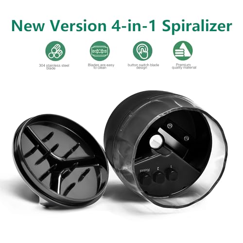 KOLINTY Spiralizer Vegetable Slicer - Zucchini Spaghetti Zoodle Maker Adjustable Handheld Zucchini Noodle Maker Veggie Spiral Cutter for Carrot, Cucumber, Zucchini, Onion, Low Carb Vegan Meals