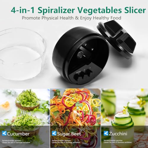 KOLINTY Spiralizer Vegetable Slicer - Zucchini Spaghetti Zoodle Maker Adjustable Handheld Zucchini Noodle Maker Veggie Spiral Cutter for Carrot, Cucumber, Zucchini, Onion, Low Carb Vegan Meals