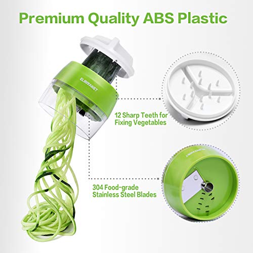 Handheld Spiralizer Vegetable Slicer, 4 in 1 Heavy Duty Veggie Spiral Cutter - Zoodle Pasta Spaghetti Maker 8.47cm