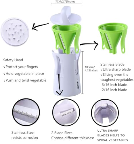 OVOS Spiralizer for Zucchini Vegetable Slicer Spiral Slicer Zucchini Noodle Maker for Veggies Noodles Cucumber Carrot Potato Dishwasher Safe