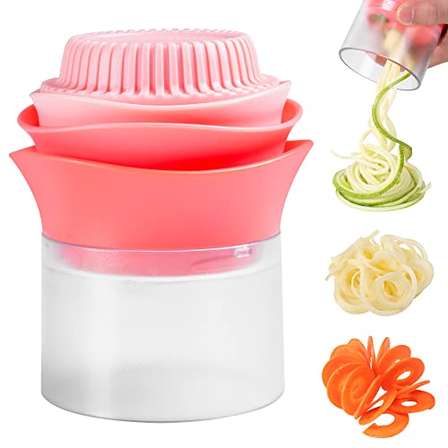 Gaussra Rose Handheld Spiralizer Vegetable Spiralizer Vegetable Slicer Zucchini Spaghetti Maker Zoodle Maker Veggie Spiralizer Zucchini Noodle Maker Zucchini Spiralizer Zoodle Spiralizer