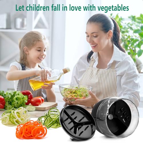 KOLINTY Spiralizer Vegetable Slicer - Zucchini Spaghetti Zoodle Maker Adjustable Handheld Zucchini Noodle Maker Veggie Spiral Cutter for Carrot, Cucumber, Zucchini, Onion, Low Carb Vegan Meals