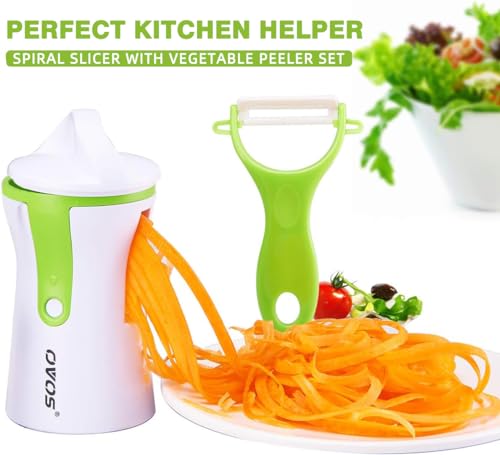 OVOS Spiralizer for Zucchini Vegetable Slicer Spiral Slicer Zucchini Noodle Maker for Veggies Noodles Cucumber Carrot Potato Dishwasher Safe