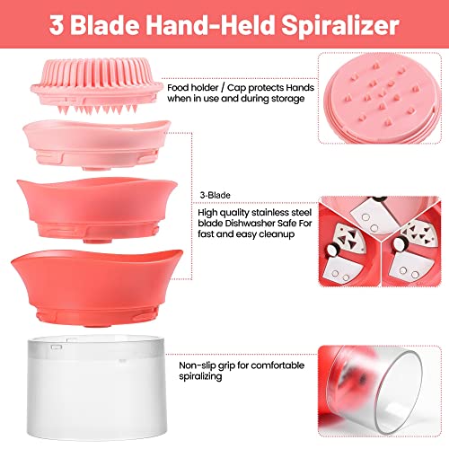Gaussra Rose Handheld Spiralizer Vegetable Spiralizer Vegetable Slicer Zucchini Spaghetti Maker Zoodle Maker Veggie Spiralizer Zucchini Noodle Maker Zucchini Spiralizer Zoodle Spiralizer